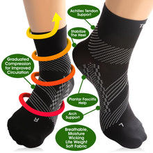 Thin Compression Sock In 4 Sizes - Black & Gray, 1 Pair
