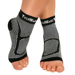 Ankle & Foot Compression Sleeve in 3 Sizes - Black & White, 1 Pair