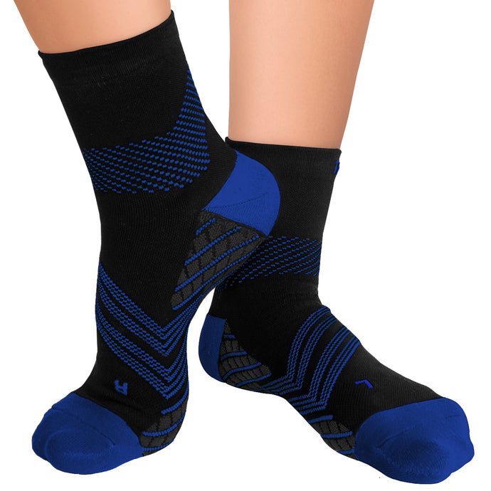 Targeted Compression Sock with Cushioning In 4 Sizes - Black & Blue, 1 Pair