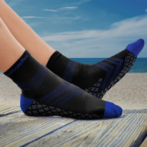 Targeted Compression Sock with Cushioning In 4 Sizes - Black & Blue, 1 Pair