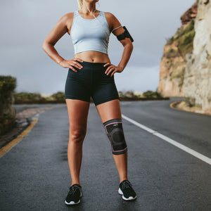 Knee Compression Sleeve with Gel Pad & Side Stabilizers - Black & Pink - Available in 5 Sizes