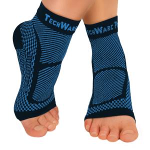 Ankle & Foot Compression Sleeve In 3 Sizes - Black & Blue, 1 Pair