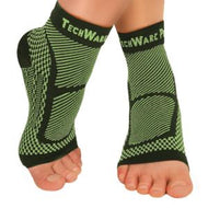 Ankle & Foot Compression Sleeve In 3 Sizes - Black & Green, 1 Pair
