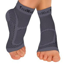Ankle & Foot Compression Sleeve in 3 Sizes - Gray & Black, 1 Pair