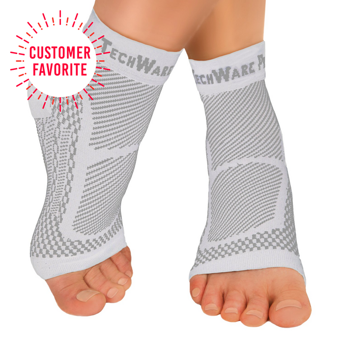 Ankle & Foot Compression Sleeve In 3 Sizes - White & Gray, 1 Pair