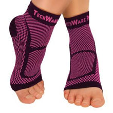 Ankle & Foot Compression Sleeve In 2 Sizes - Black & Pink, 1 Pair