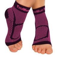 Ankle & Foot Compression Sleeve In 2 Sizes - Black & Pink, 1 Pair